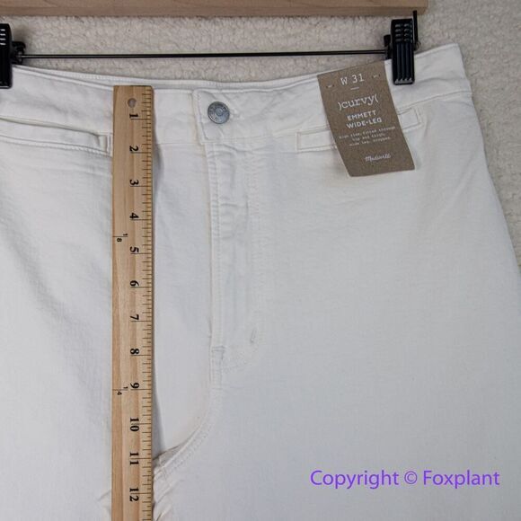 New! Madewell The Curvy‎ Emmett Wide-Leg Jean in Tile White , size 31 - Picture 6 of 15